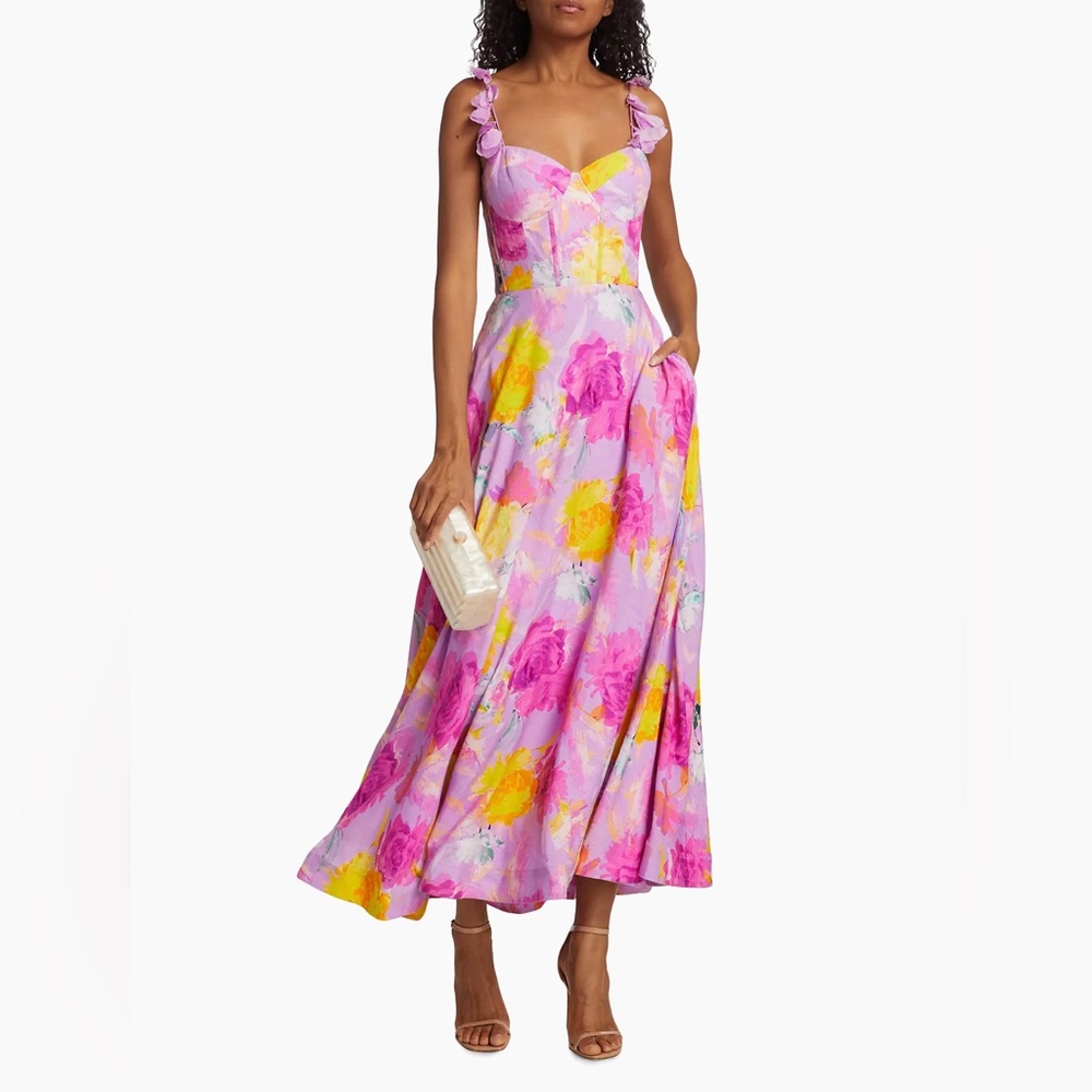 ML Monique Lhuillier Floral Bustier Dress Size 2 Worn Once